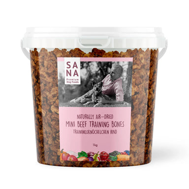 1kg tub of SANA mini beef training bones dog training treats