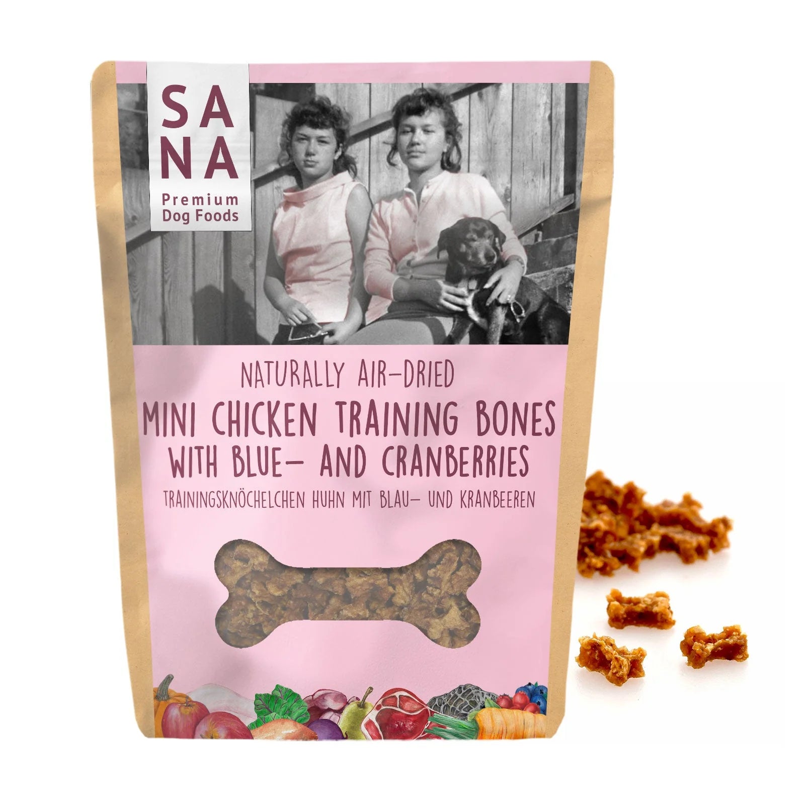 Sana Mini Chicken Training Bones With Blueberries and Cranberries