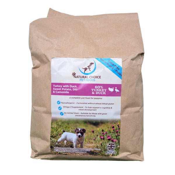 Grain Free Dry Puppy Food, Turkey Small Breed, Front Packet