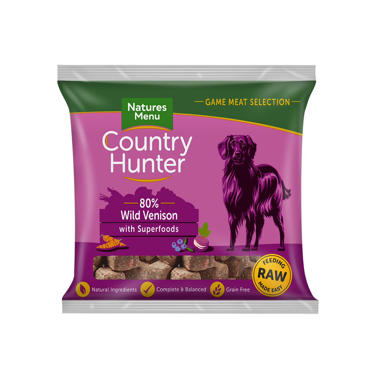 Natures Menu Country Hunter Raw Nuggets Wild Venison For Dogs 1kg