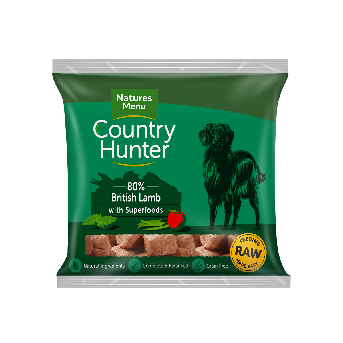 Natures Menu Country Hunter Raw Nuggets British Lamb For Dogs 1kg