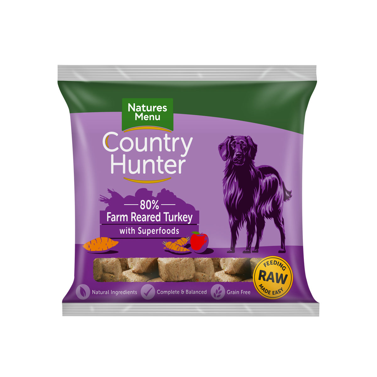Natures Menu Country Hunter Raw Nuggets Farm Reared Turkey For Dogs 1kg