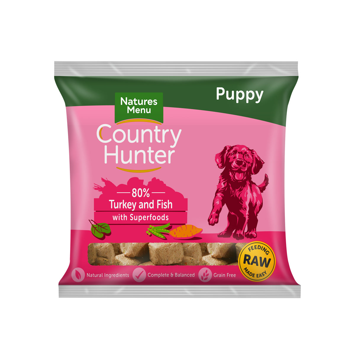Natures Menu Country Hunter Raw Nuggets Turkey And Fish For Puppies 1kg