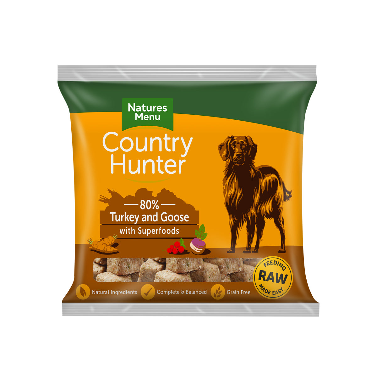 Natures Menu Country Hunter Raw Nuggets Turkey And Goose For Dogs 1kg